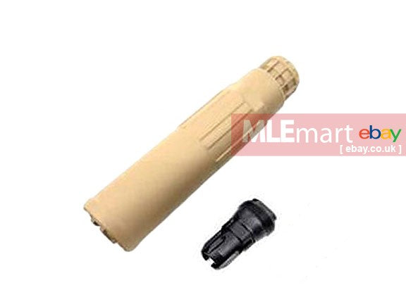 Airsoft Artisan CG SGI-6 Style Dummy Silencer with 3-prong Flash Hider ( Tan )