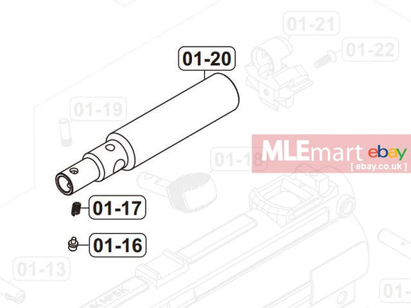 VFC MK5K/ PDW GBB Steel Cocking Tube, Detent and Detent Spring Assembly (VGB1CLR0D2)