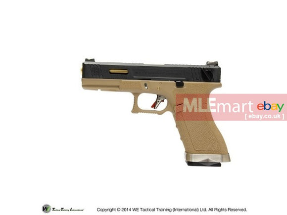 WE G18C GBB Pistol (Black Slide,Tan Frame,Gold Barrel) - MLEmart.com