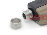 Airsoft Artisan Stainless Steel Muzzle Adapter w/ Collar - 11mm CW to 14mm CCW (WE GBB) - MLEmart.com