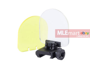 ACM Rail Mount Foldable Flip-Up Polycabonate Sight Lens Protector (1x Clear, 1x Yellow) - MLEmart.com