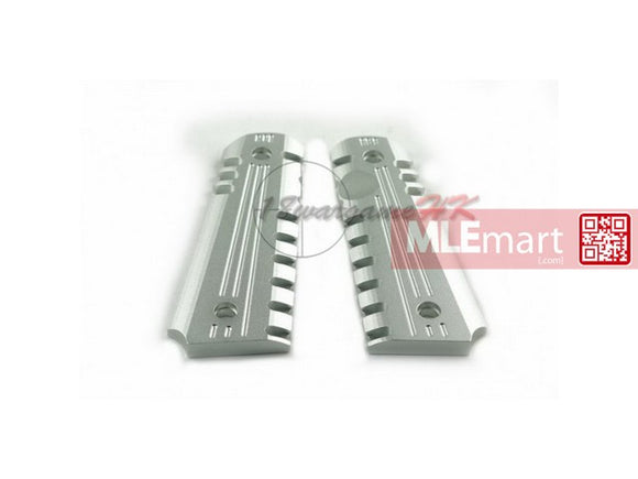 Army Force CNC Aluminum Pistol Grip Panels For M1911 GBB (Silver) - MLEmart.com