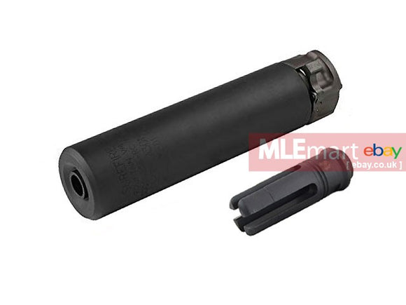 Airsoft Artisan SF Style 556-RC Silencer w/ 4-Prong Steel Flash Hider 14mm CCW (6.2-inch / Black) - MLEmart.com