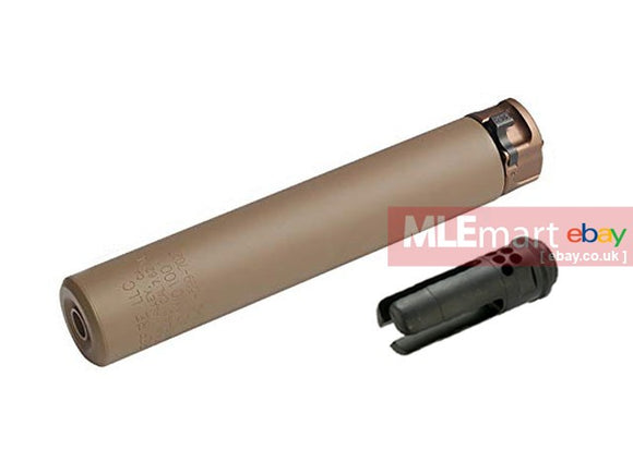 Airsoft Artisan SF Style SOCOM Silencer w/ 3-prong Flash Hider 14mm CCW (8.4-inch / DE) - MLEmart.com