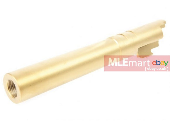 GK Tactical SAI Style 5 inch Stainless Steel Outer Barrel for Tokyo Marui Hi-Capa 5.1 GBB - Gold - MLEmart.com