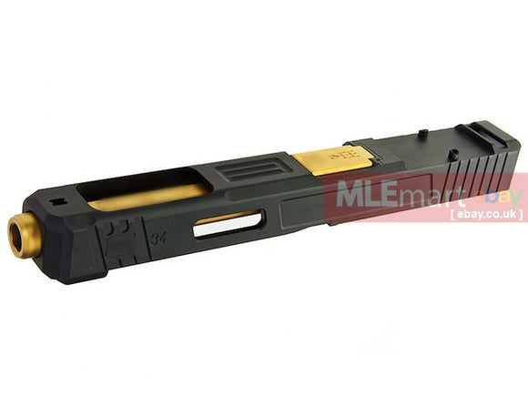 MLEmart.com - Guns Modify SA G34 + RMR Slide with Stainless Steel Gold Barrel for Tokyo Marui G17 / G18C GBB Ver.2