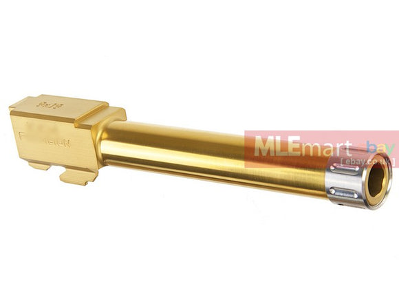 MLEmart.com - Guns Modify KM G17 Stainless Steel Threaded Barrel with Inner Barrel for Tokyo Marui Model 17 (Gold Titanium Nitride) - Tokyo Marui M&P9L Inner Barrel Length