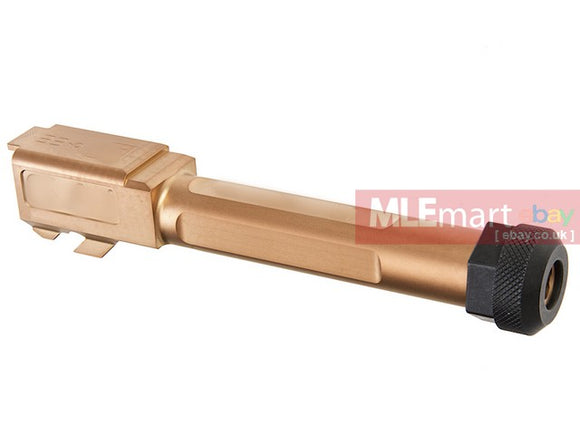MLEmart.com - Guns Modify CNC SA Stainless Steel Threaded Barrel w/ Inner Barrel (ID 6.03mm, Length 97mm) for Tokyo Marui G19 GBB - Nitride Rose Gold (97mm)