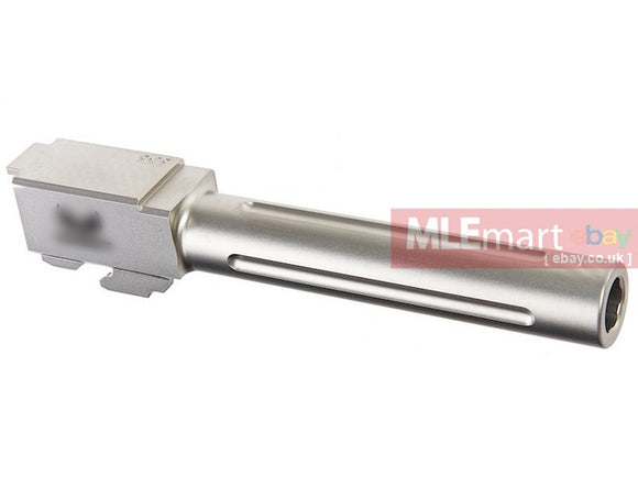 MLEmart.com - Guns Modify CNC SF Stainless Steel Fluted Barrel for Tokyo Marui G17 GBB - Silver