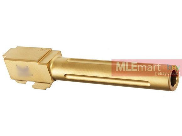 MLEmart.com - Guns Modify CNC SF Stainless Steel Fluted Barrel for Tokyo Marui G17 GBB - Nitride Gold