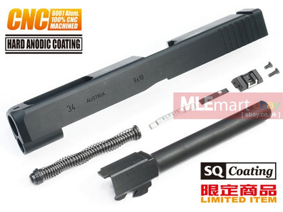 Guarder G34 6061 Aluminum CNC Slide & Steel Barrel Kit for TM G17 (Standard Ver. Black) - MLEmart.com