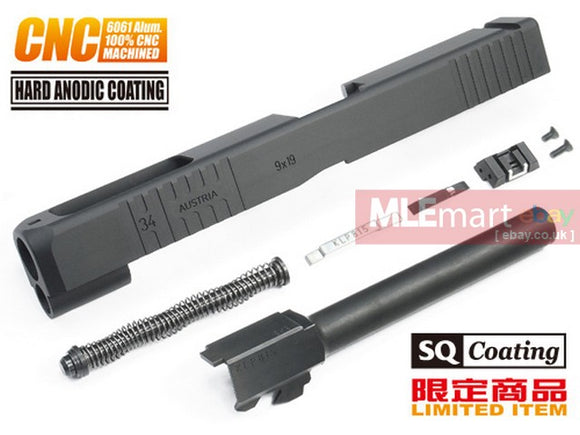 Guarder G34 6061 Aluminum CNC Slide & Steel Barrel Kit for TM G17 (Custom Ver. Black) - MLEmart.com