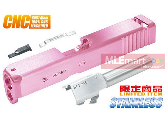 Guarder CNC Aluminum Slide & Stainless Barrel Kit for TM G26 (Pink) - MLEmart.com