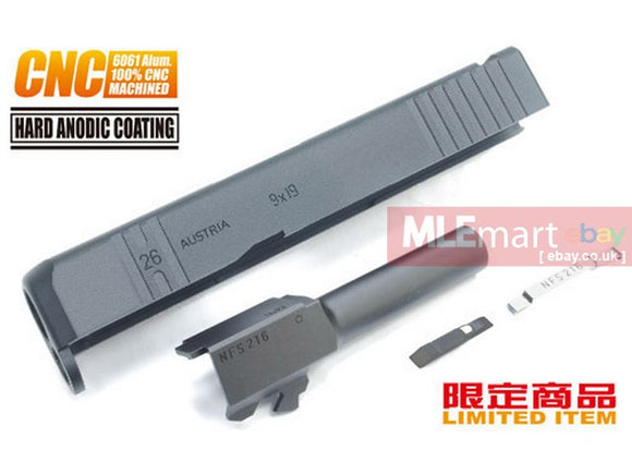 Guarder CNC Aluminum Slide & Steel Barrel Kit for TM G26 Custom (Black) - MLEmart.com