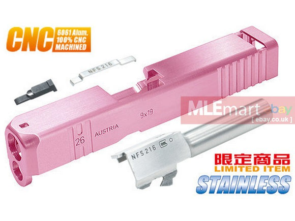 Guarder CNC Aluminum Slide & Stainless Barrel Kit for TM G26 Custom (Pink) - MLEmart.com