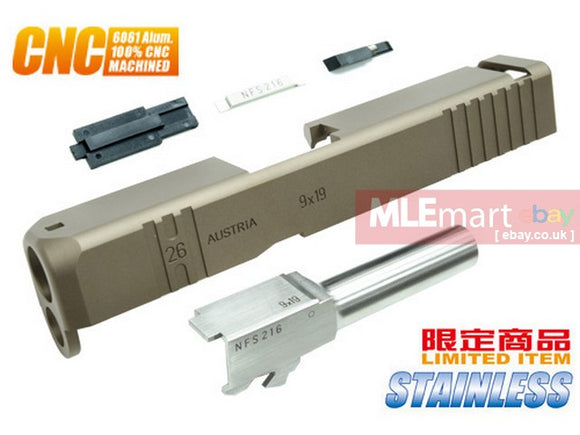 Guarder CNC Aluminum Slide & Stainless Barrel Kit for TM G26 Custom (TAN) - MLEmart.com