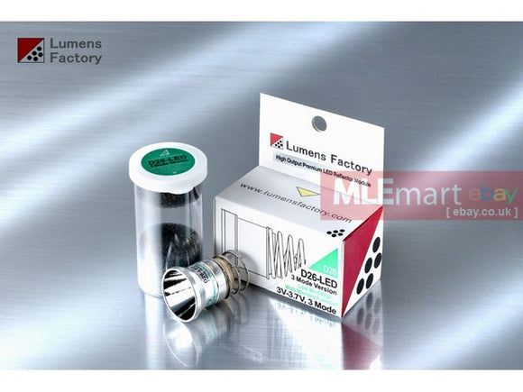 MLEmart.com - Lumens Factory D26-LED Module, 2.7V-4.5V (Single Battery Setups, 3 Mode (5%-30%-100%) - Orange Peel (Nichia 319A Neutral White 80-CRI)