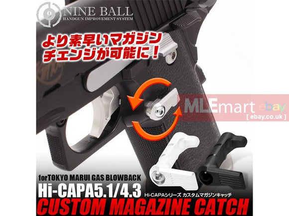 MLEmart.com - Laylax Nine Ball Custom Magazine Catch for Tokyo Marui Hi-Capa GBB Pistol - Black