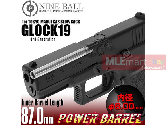 MLEmart.com - Laylax Nine Ball 6.00mm Power Barrel for Tokyo Marui Model 19 GBB Gen 3 (length 87mm)