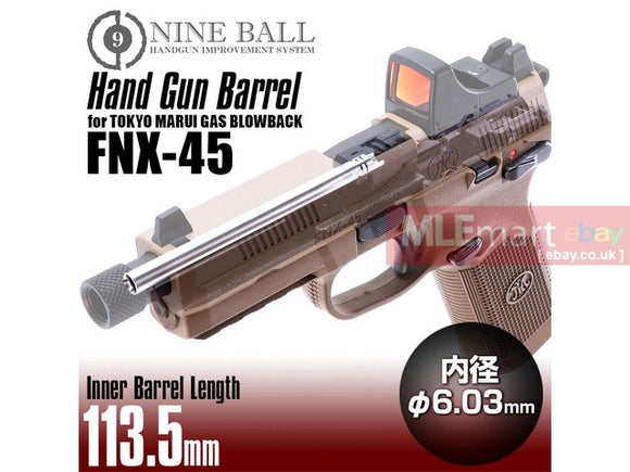 MLEmart.com - Laylax Nine Ball 6.03mm Handgun Barrel for Tokyo Marui FNX-45 GBB Pistol (length 113.5mm)