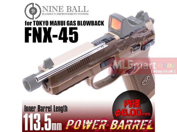 MLEmart.com - Laylax Nine Ball 6.00mm Power Barrel for Tokyo Marui FNX-45 GBB Pistol (length 113.5mm)
