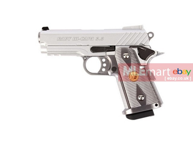 WE Baby Hi-Capa 3.8 Type 8 Full Metal GBB Pistol - Sliver